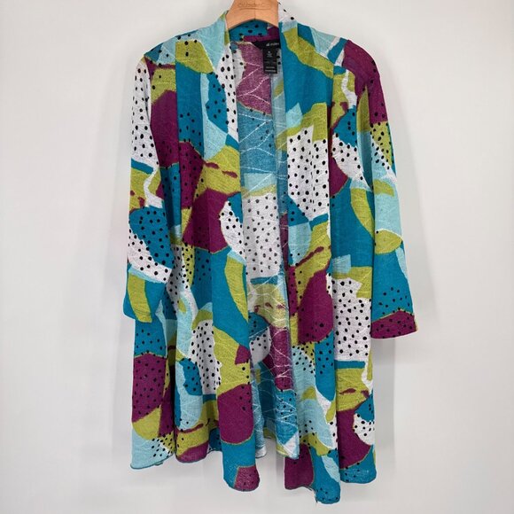 Ali Miles Womens Long knit Cardigan Jacket Multicolor t Pattern Front size XL - Picture 5 of 13